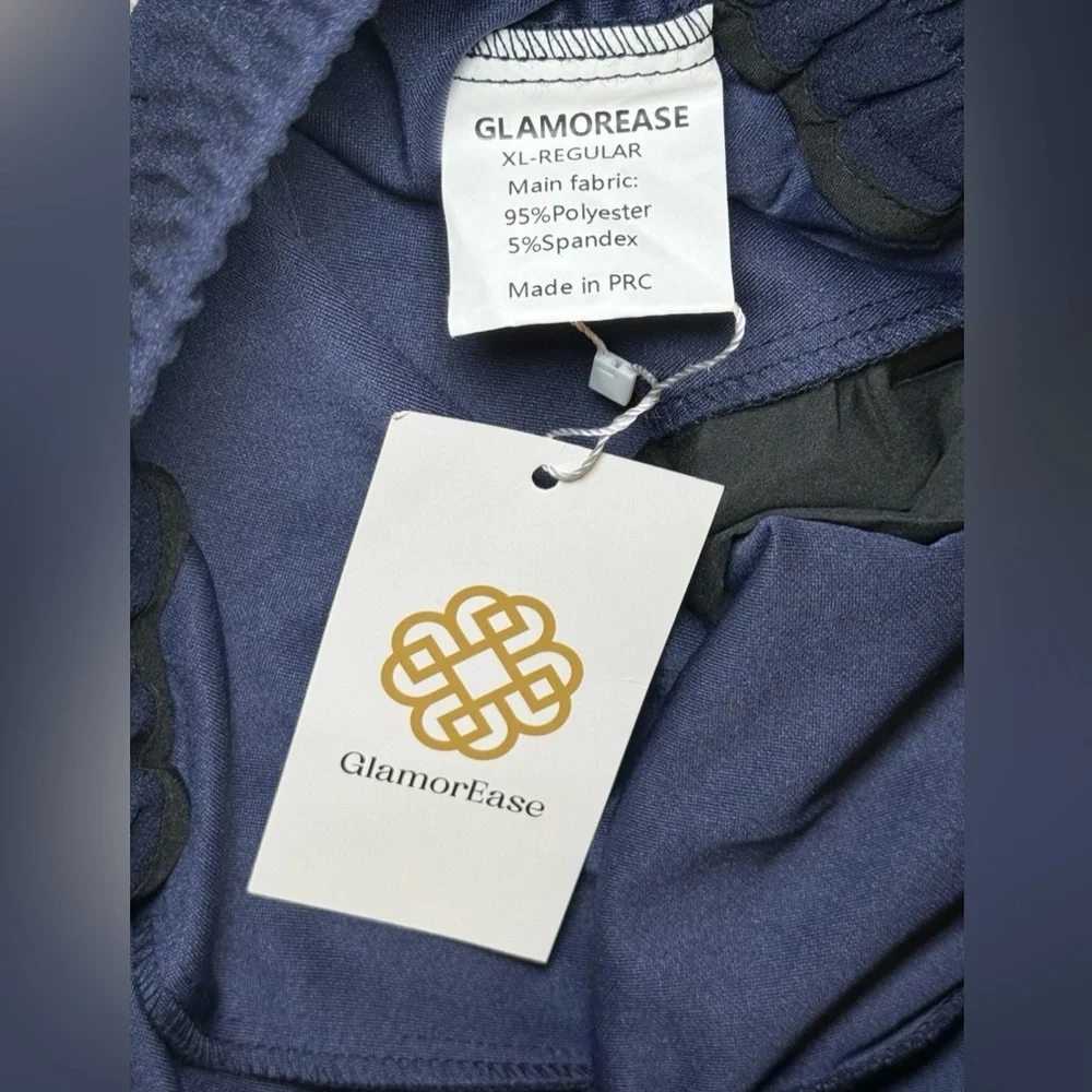 Glamorease Drape Pull On Pants Women's Size XL Regular Navy Straight Leg NWT - Picture 8 of 10